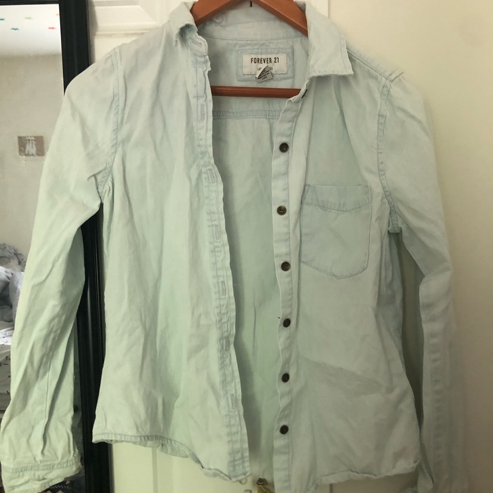 Forever 21 Light Mint Button-Down Shirt